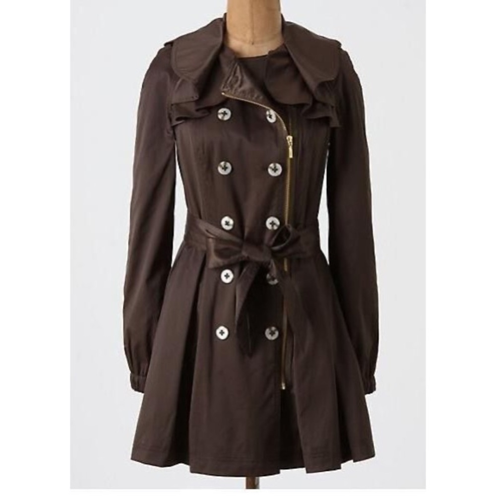 Anthropologie x Elevenses Green Englae Trench Coat - RARE